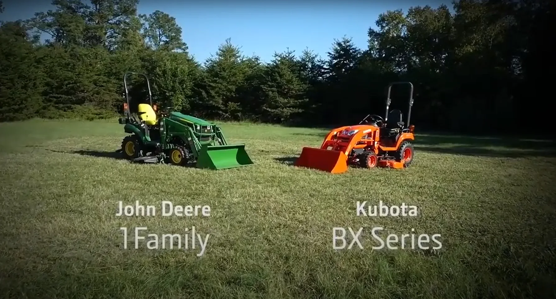 John Deere vs Kubota Tractors in a field